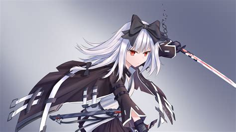 White Hair Anime Girl With Sword Black Dress And Bow 4K HD Anime Girl Wallpapers | HD Wallpapers ...