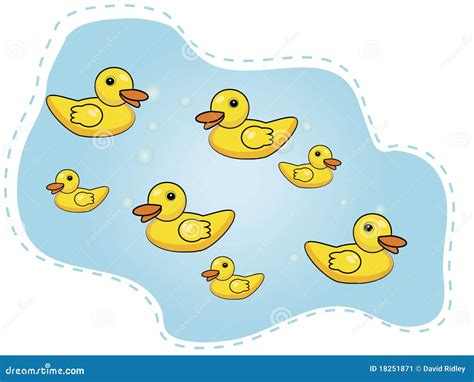 Seven Happy Ducks Swimming In A Pond Stock Image - Image: 18251871