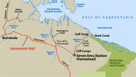 map Australia-Borroloola -Mangoora | Credits Seven Emu Wildelife Scantuary