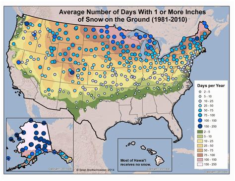 US Snow Cover Days Map (climate, snowfall, average, temperatures) - Weather -Temperature, sun ...