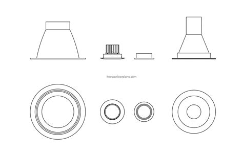 Recessed Ceiling Lights - Free CAD Drawings