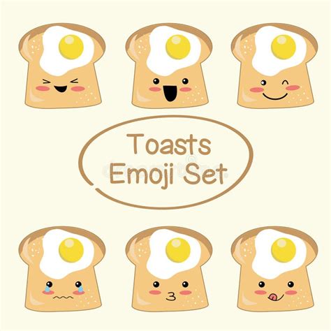 Set of Cute Toast Emoji Set Vector Stock Vector - Illustration of expression, cartoon: 235742508