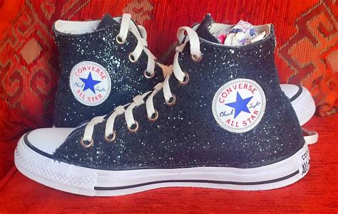 Converse Chuck Taylor Sneakers Glitter Black High EU 39 US Wo's 8 - Etsy