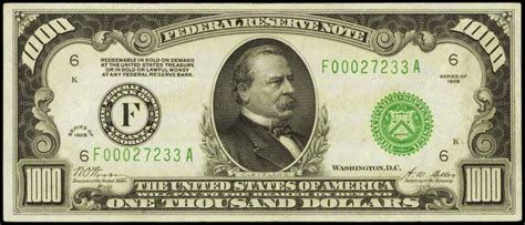 1928 One Thousand Dollar Federal Reserve Note - Wycofane Banknoty