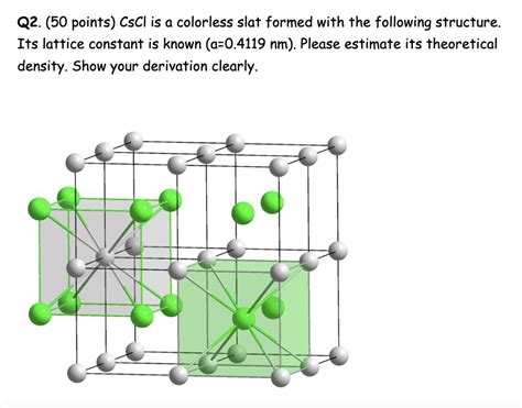 Q2. (50 points) CsCl is a colorless slat formed with | Chegg.com