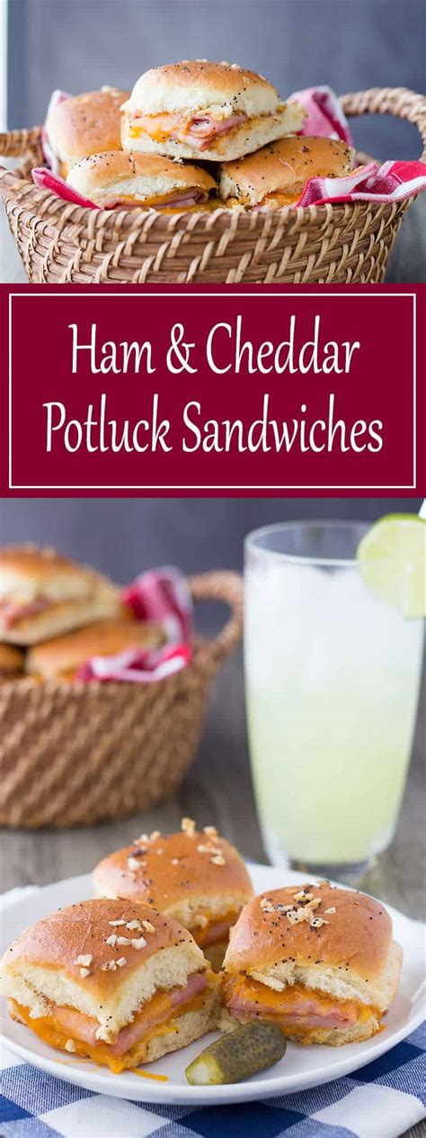 Easy Ham & Cheddar Potluck Sandwiches - Easy Make Ahead Recipe | All She Cooks