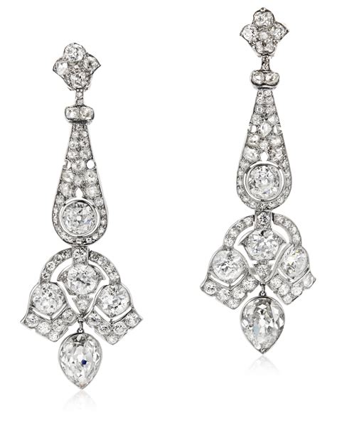 DIAMOND AND PLATINUM EARRINGS, | Christie’s