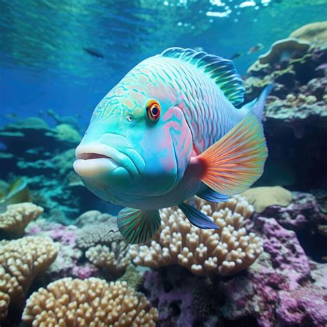 Premium AI Image | Exuberant Parrotfish in Vibrant Coral Reef