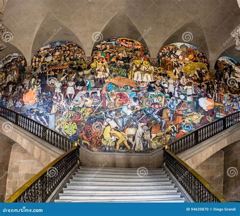 The Stairs of National Palace with the Famous Mural the History of Mexico by Diego Rivera ...