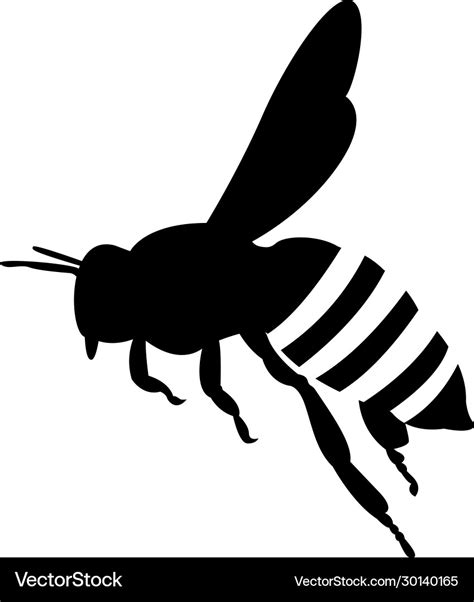 Flying honey bee silhouette honey bee icon Vector Image