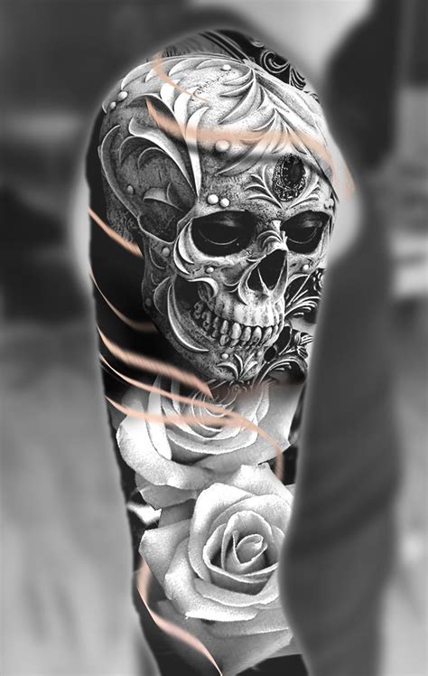 Sugar skull tatto 3D | Desenho para tatuagem de caveira, Tatuagem de caveira, Tatuagem caveira