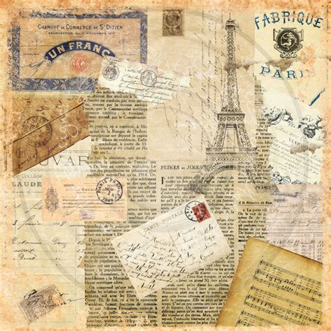 French Collage Scrapbook Paper Vintage Ephemera Instant Digital Download 12 X 12 - Etsy