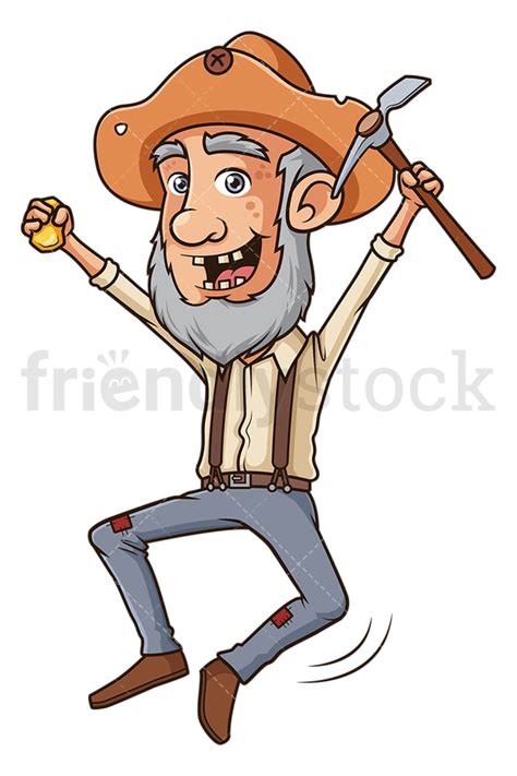 Happy Gold Miner Cartoon Clipart Vector - FriendlyStock