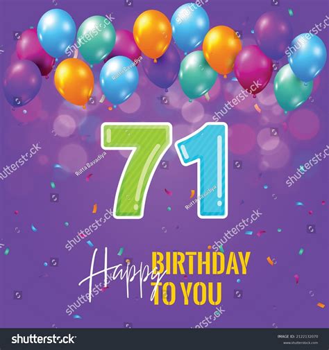 Happy 71st Birthday Greeting Card Vector Stock Vector (Royalty Free) 2122132070 | Shutterstock