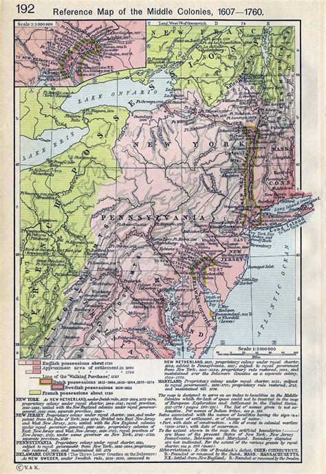 Map of the Middle Colonies 1607-1760