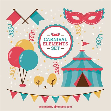 Free Vector | Colored carnival elements set