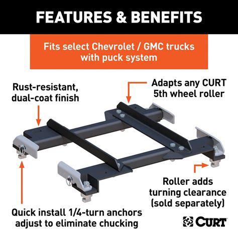 Curt Hitch 16023 Fifth Wheel Trailer Hitch Adapter Plate Adapts Curt 5th Wheel Sliders To Mount ...