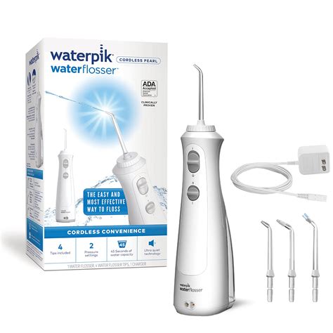 Waterpik Cordless Pearl Rechargeable Portable Water Flosser for Teeth, Gums, Braces Care and ...