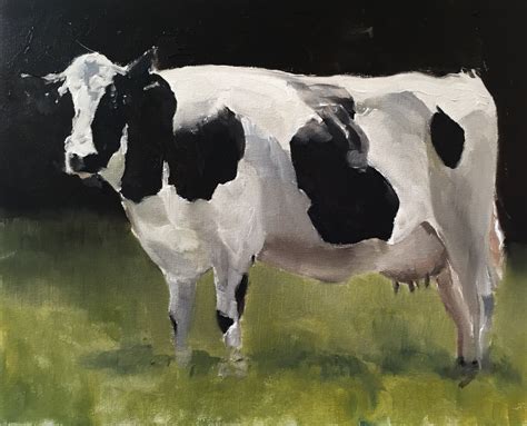 Cow Painting, Cow Art, Cow PRINT - Cow Oil Painting, Holstein Cow, rustic farmhouse art, farm ...