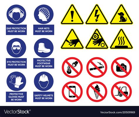 Health And Safety Signs And Symbols For A Workshop