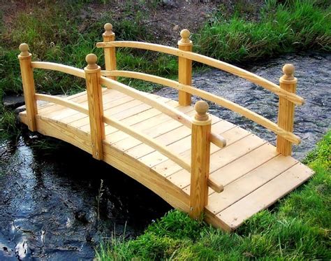 Pine Double Rail Wooden Garden Bridge - JapaneseStyle.com