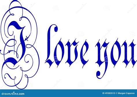 I Love You Calligraphy Pen and Ink Stock Vector - Illustration of phrase, words: 49383513