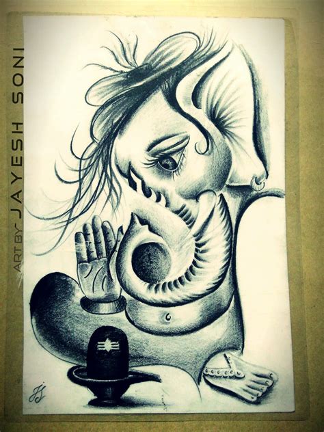 Pencil Shading Drawing Of Ganesha - bestpencildrawing