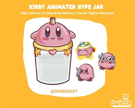 Animated Twitch Hype Jar Kawaii Tip Jar 2 Layers Tip Jar for Stream 3 Bit Options Animated Hype ...