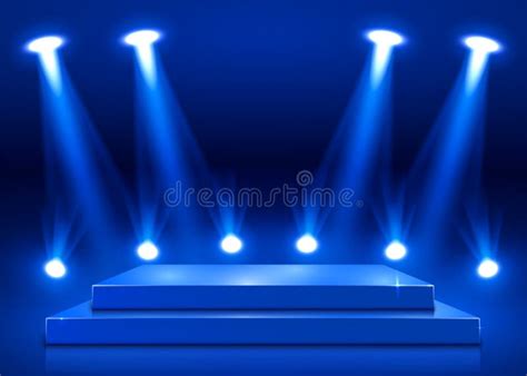 Stage Podium with Lighting, Stage Podium Scene with for Award Ceremony on Blue Background. Stock ...