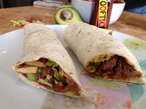 Shredded Beef Tortilla Wrap - slow cooked beef - Ooft! Hot Sauce