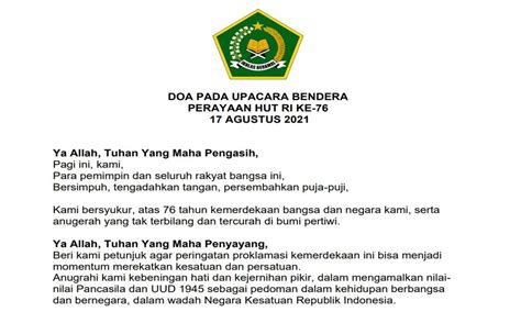 Doa Upacara Bendera Hari Senin dan Kemerdekaan Penuh Khidmat