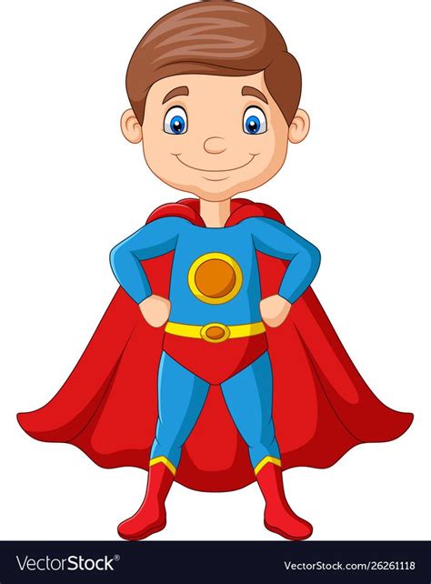 Illustration of Cartoon happy superhero boy posing. Download a Free ...