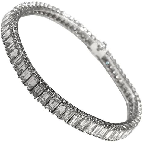 Baguette Cut Diamonds Platinum Bracelet at 1stDibs | baguette cut tennis bracelet, baguette cut ...