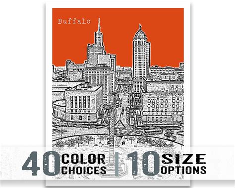 Buffalo Skyline New York Poster Art Print NY Lafayette Square - Etsy