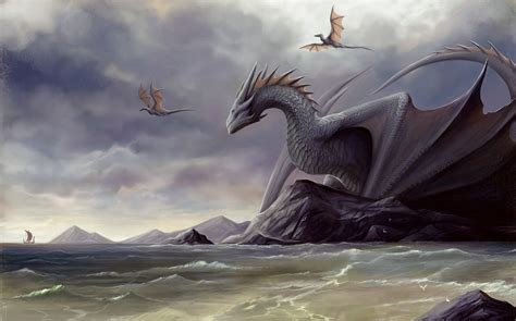 Fantasy art dragon landscape wallpaper - fleethety