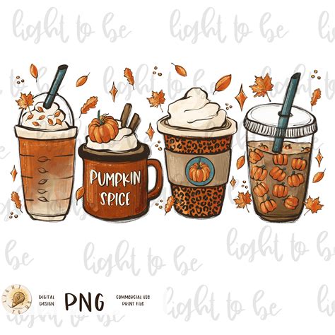 Pumpkin Spice PNG Latte Fall PSL Leaves Coffee Thanksgiving - Etsy ...