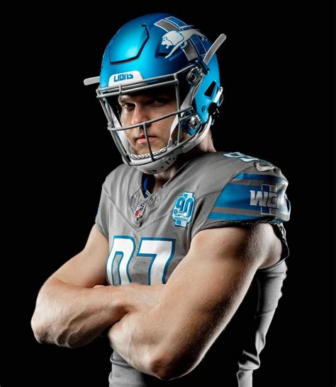 Former Michigan Football Star Aidan Hutchinson Models New Detroit Lions Helmet - Sports ...