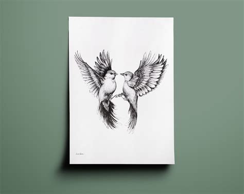 Flying Birds Art Print Realistic Bird Drawing - Etsy