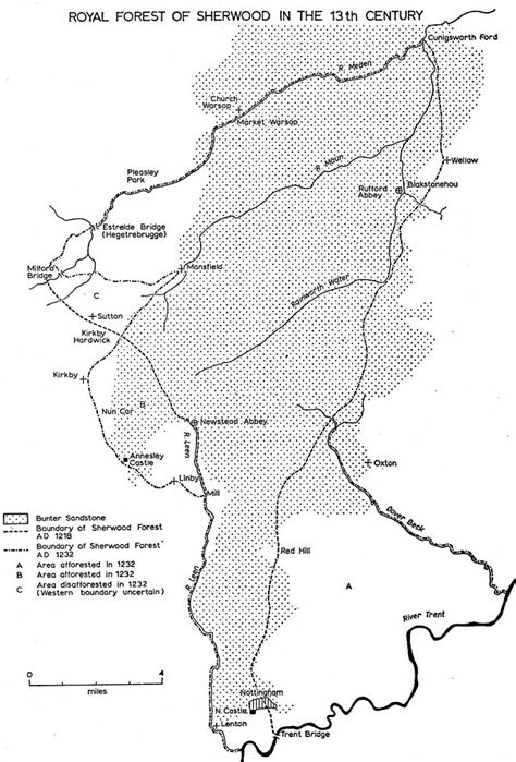 Map of the Royal Forest of Sherwood in the 13th Century | Robin Hood ...