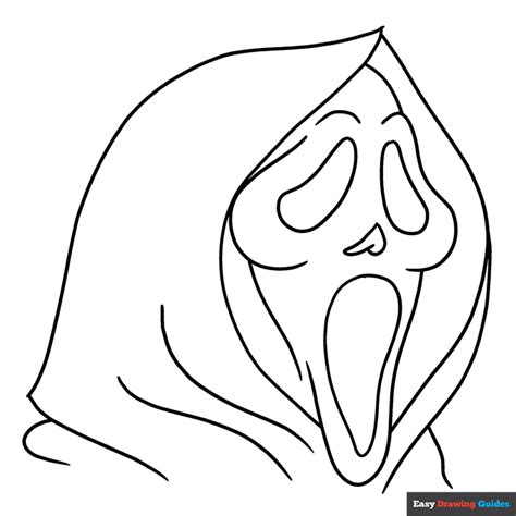 Scream Mask Coloring Page | Easy Drawing Guides