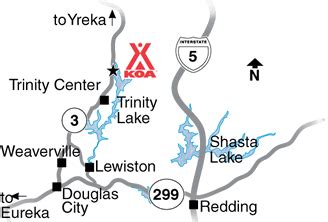 Trinity Center, California Campground Map | Trinity Lake KOA Holiday