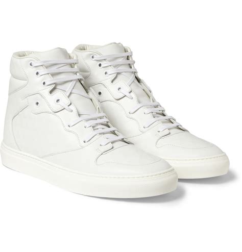 Balenciaga Embossed Leather High Top Sneakers in White for Men | Lyst