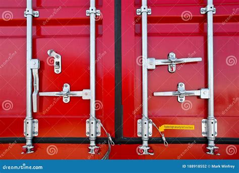 Close Up View of Shipping Container Door Locks Stock Photo - Image of door, deliver: 188918552