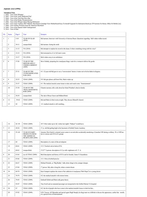 1996 Infinite Jest Summary