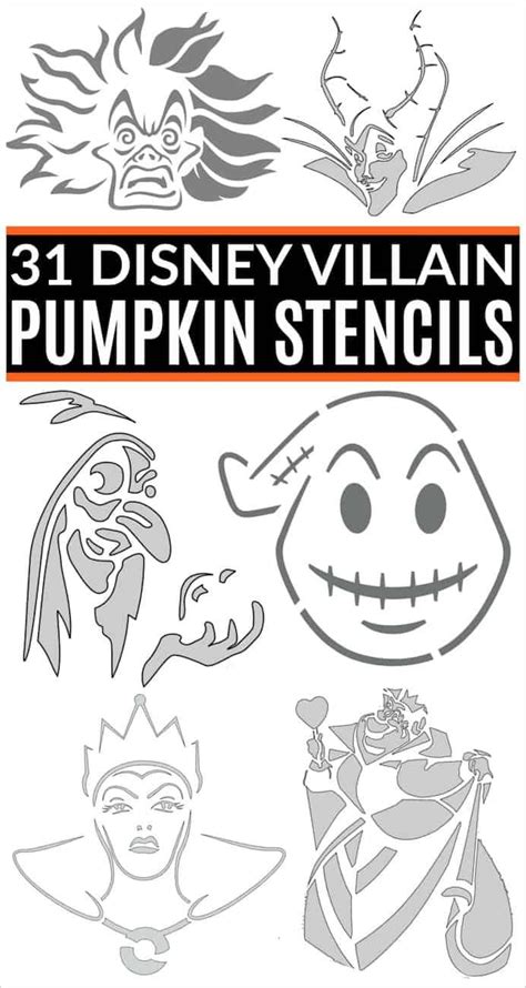 So many free printable Disney villain pumpkin carving patterns! Get Cruella de Vil, Maleficent ...