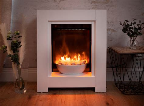 garden mile® 2kw Inset Modern White Fireplace Log Burner light Stove ...