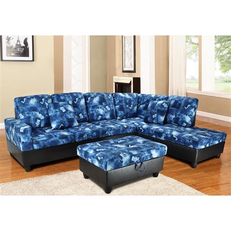 Upgrade your living room with this stylish blue denim sectional sofa ...