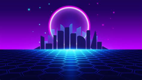 abstract Backgrounds 80's retro Vector virtual reality smart city vr glasses and holographic ...