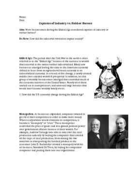 Captains of Industry vs. Robber Barons by High School Global and US History