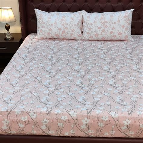 Victorian Pink Printed Fitted Sheet - Myhomedecor.pk